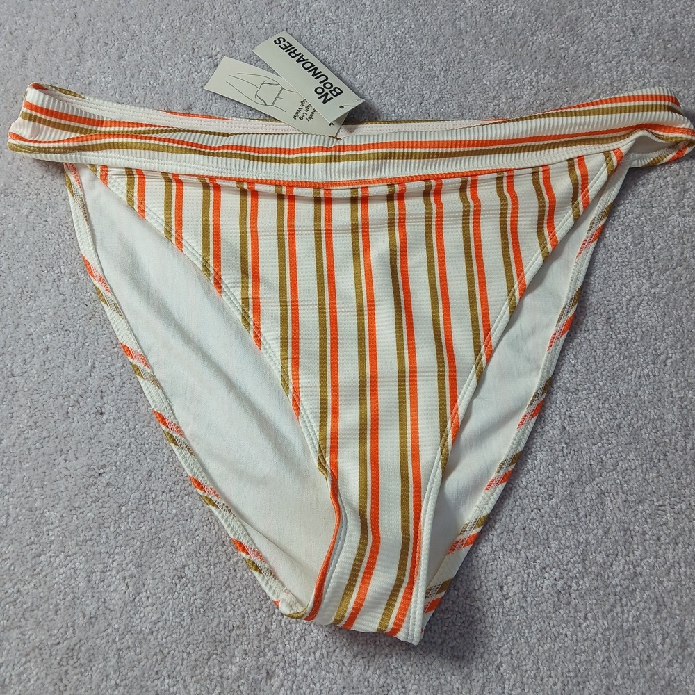 No Boundaries Cheeky High Leg High Waist Stripe Swim Bottoms, Size XXL NWT